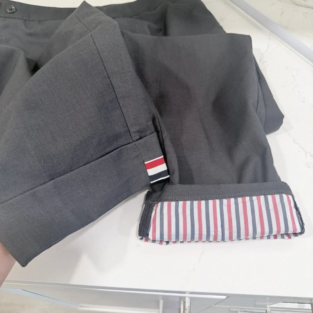 Thom Browne Gray Cropped Trousers Pants Size 38 IT Cotton 4 Bar Tabs Corporate